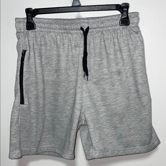 Gray Athletic Shorts with Elastic Waistband and Heathered Texture - Picture 1 of 8